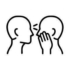 Two people whispering secrets to each other in minimalistic style  