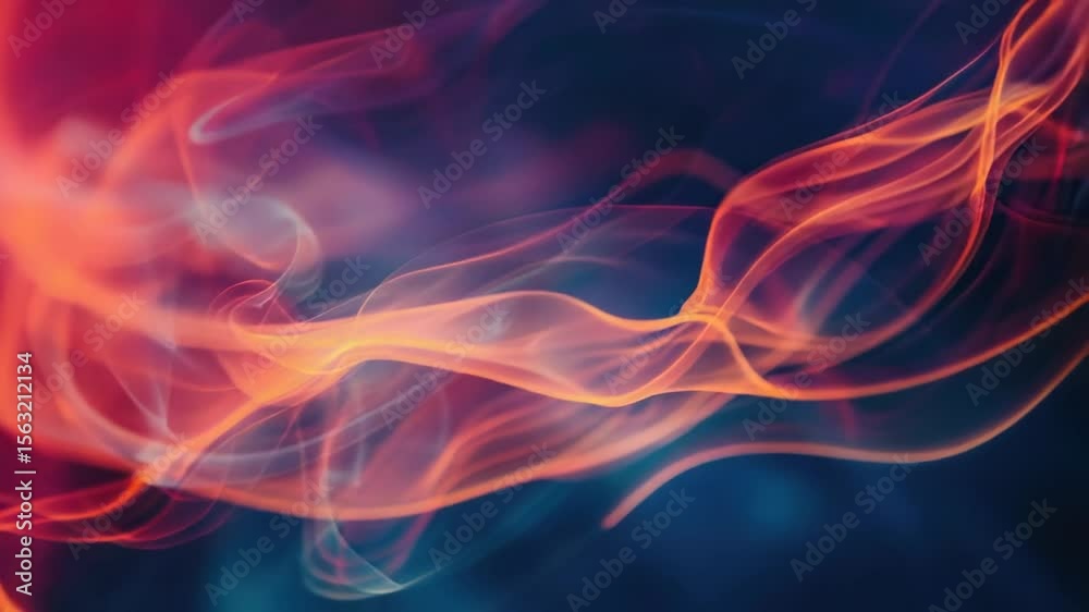 Poster a detailed view of colorful smoke rising into the air, with swirling patterns of red and blue
