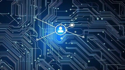 Abstract digital network design with interconnected lines and nodes representing communication pathways - Powered by Adobe