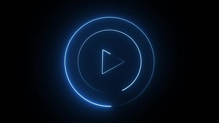 Video, audio neon play button icon animation. glowing play button with red. animation. - Powered by Adobe