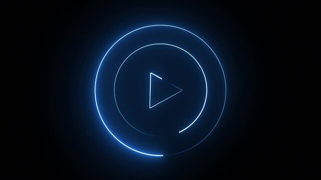 Video, audio neon play button icon animation. glowing play button with red. animation.