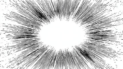 Obraz premium Sunburst sparkle sketch. Vector round banner with circle explosion Starburst or sunburst sparkle hand drawn sketch illustration. radial rays, black frame isolated on white background. Handmade design