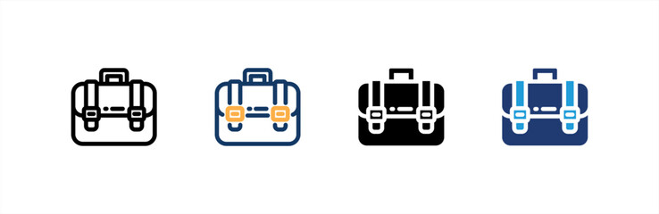 Briefcase icon set multiple style collection. Vector illustration.