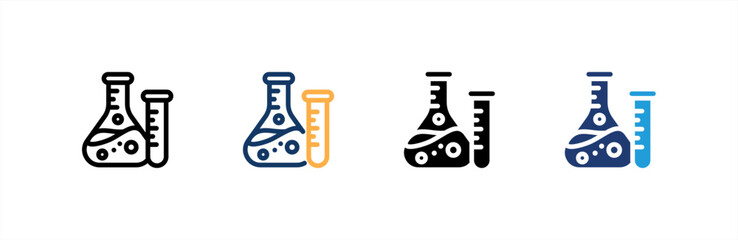 Flask icon set multiple style collection. Vector illustration.