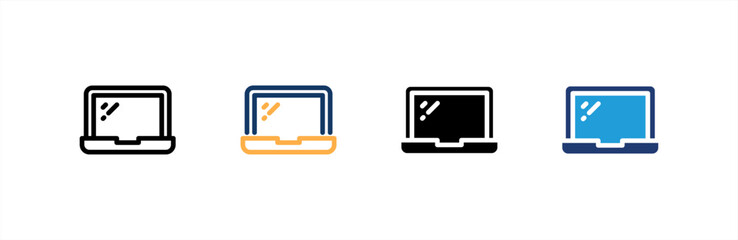 Laptop icon set multiple style collection. Vector illustration.
