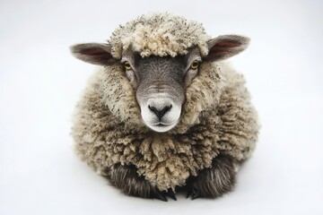 Sheep Portrait on White Background