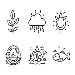 Minimal Nature Protection Concept Line Art Drawing