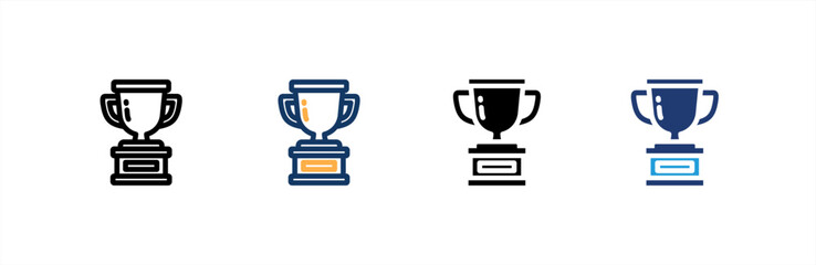 Trophy icon set multiple style collection. Vector illustration.