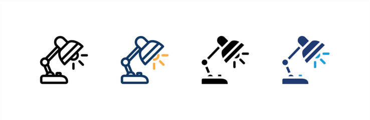 Desk Lamp icon set multiple style collection. Vector illustration.