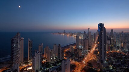 Fototapeta premium Panoramic View of Cartagena Cityscape at Dusk