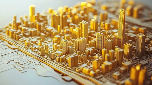 Urban development model city landscape 3d visualization digital environment aerial view city planning concepts
 - Powered by Adobe