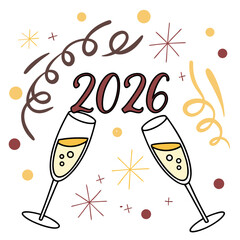 Champagne glasses clinking for new year celebration