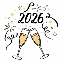 Champagne glasses clinking celebrating new year celebration
