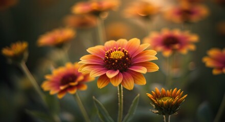 Close-up of Vibrant Orange-Pink Flowers in Soft Focus