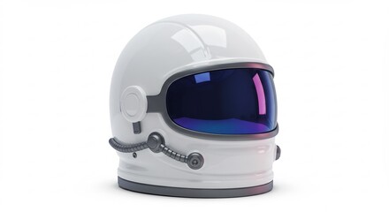 Fototapeta premium 白い宇宙飛行士ヘルメット 光沢輝く 未来へ出発. AI Generated