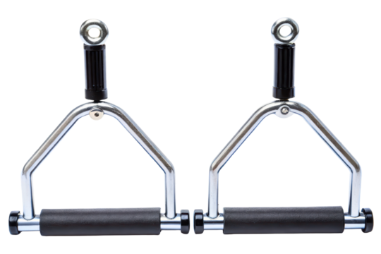 Close-grip bar attachment for strength training machine isolated with transparent background