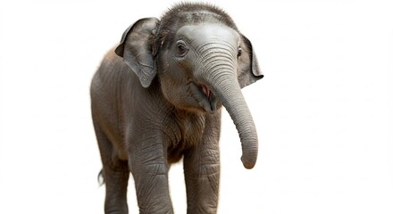 Fototapeta premium 愛らしい子象 白い背景で微笑む 輝く瞳. AI Generated