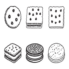 minimalist biscuit icon hand drawn style vector