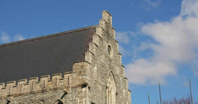 shot of Haakon&rsquo;s hall gable end at Bergenhus Fortress in Bergen