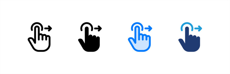 Swipe Right icon set multiple style collection. Vector illustration.