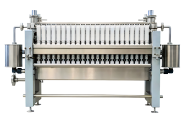 Industrial filter press for liquid and solid separation isolated with transparent background