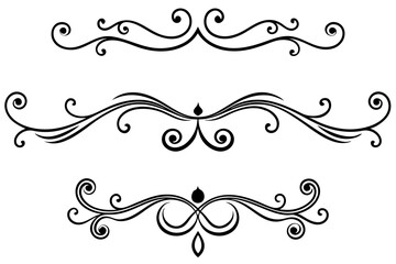 Vintage Ornate Decorative Dividers with Elegant Swirls for Classic Borders, Frames, Invitations, and Graphic Design