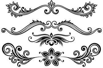 Vintage Ornate Decorative Dividers with Elegant Swirls for Classic Borders, Frames, Invitations, and Graphic Design