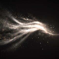 Obraz premium Ethereal Light Waves and Glittering Particles in Dark Space Scene