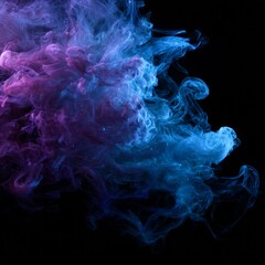 Obraz premium Colorful Smoke Swirls in Blue and Purple Against Black Background
