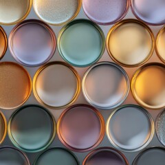 Fototapeta premium Colorful Circular Glass Plates Arrangement on Light Background