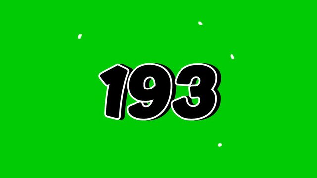 Number 193 Reveal Animation with Smoke Effect on Green Screen Black Cartoon Style Motion Graphic Element