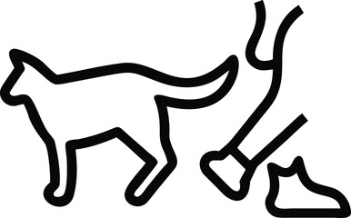 Fototapeta premium Minimalist line art of dog with human legs and shoe outline