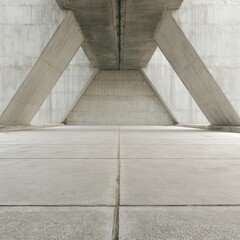 Obraz premium Minimalist Concrete Architecture Under a Bridge with Symmetrical Lines
