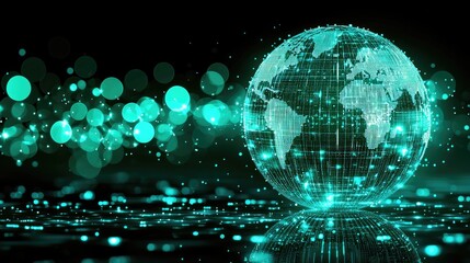 Digital representation of earth in green tones abstract visualization technology environment futuristic viewpoint
