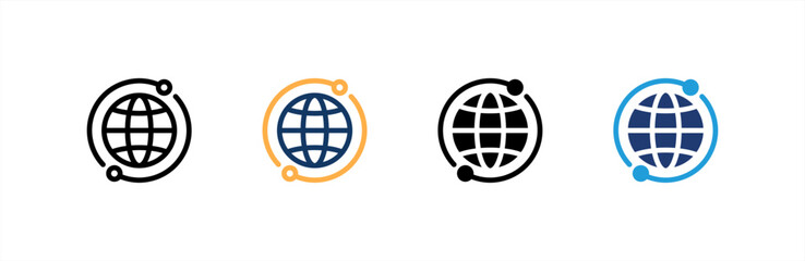 Globe icon set multiple style collection. Vector illustration.