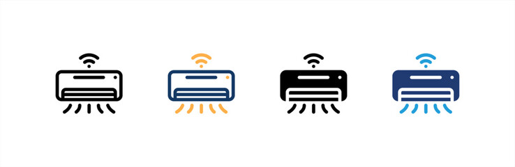 Air Conditioner icon set multiple style collection. Vector illustration.