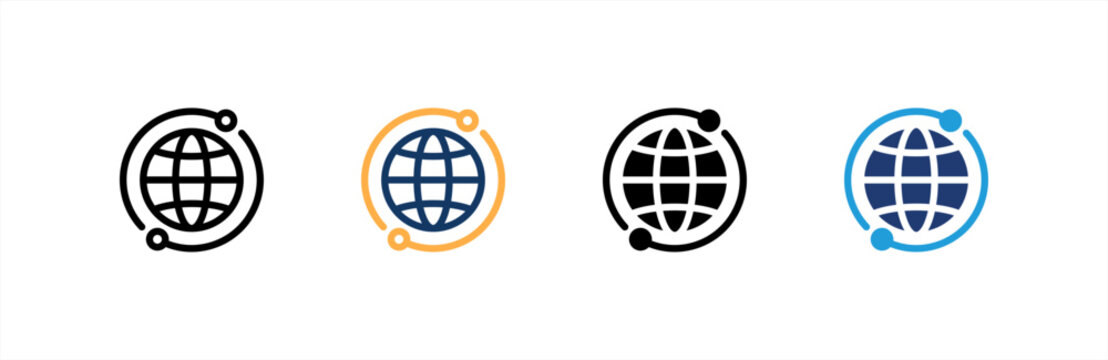 Globe icon set multiple style collection. Vector illustration.