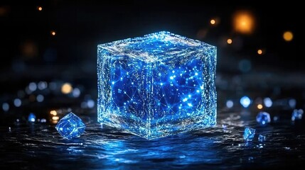 Exploring digital innovations in technology 3d data cubes visualized with neon effects in a futuristic environment
