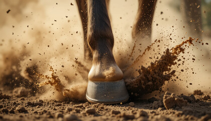 Horse Hoof Kicking Up Dust Running Fast