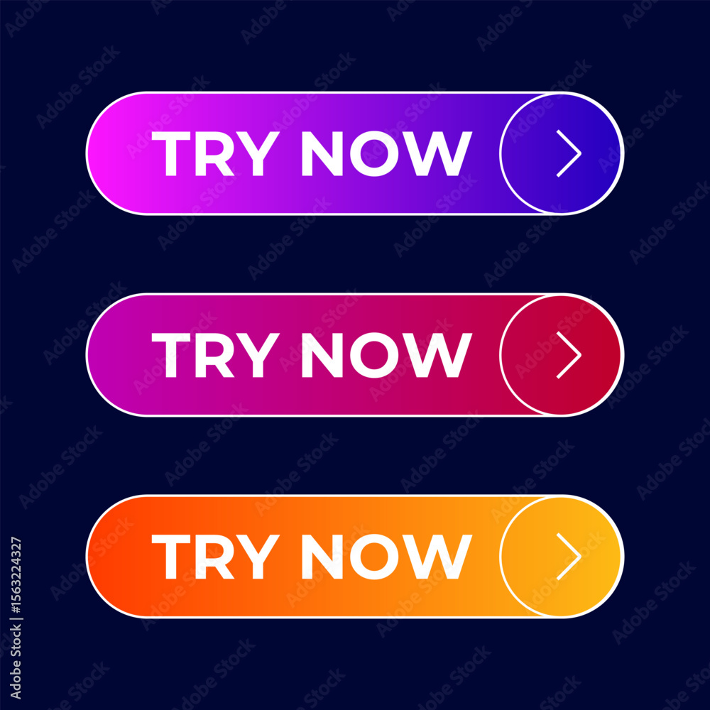 Fototapete button Try Now gradient set vector
Vector set gradient button