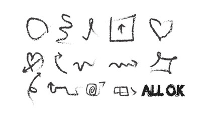 Hand-Drawn Doodle Vector Set – Arrows, Hearts, Scribbles, Symbols, and 