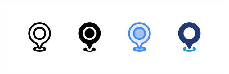 Pin icon set multiple style collection. Vector illustration.