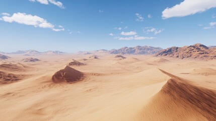 Sharp delineation between shaded valleys and sunlit peaks of sand dunes, maximizing dimensionality