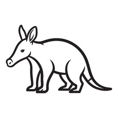 African Mammal Aardvark Vector - Zoological Aardvark Lineart - Animal Aardvark Icon - Scientific Vector Lineart of Aardvark Creature for Biology.

