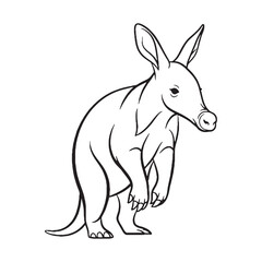 Authentic African Aardvark Vector - Realistic Aardvark Lineart - Wildlife Aardvark Icon - Natural Vector Lineart of Aardvark for Educational Content.

