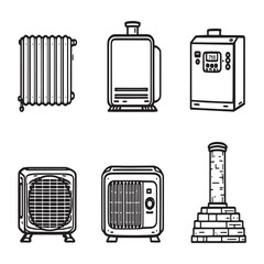 minimalist vector line drawing of central heating equipment
