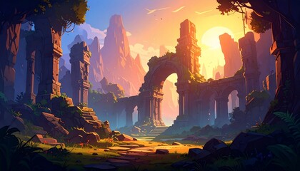 Golden Hour Ruins: A Sunlit Path Through Ancient Stones