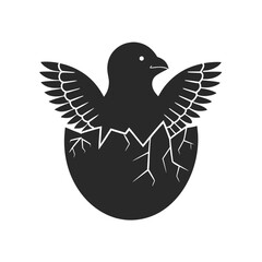Hatching Bird silhouette vector illustration