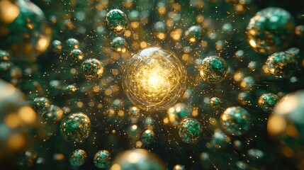 Exploring quantum particles in motion digital realm abstract art futuristic environment close-up view science concepts
