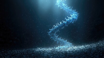 Dynamic water spiral formation underwater digital art dark environment close-up view conceptual design for seo
